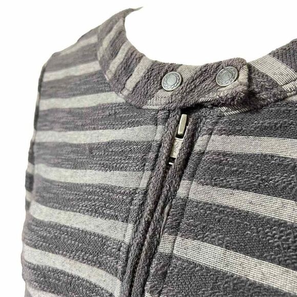 FREE PEOPLE Gray striped peplum sweater jacket Size Small zip up cotton blend - Picture 2 of 11